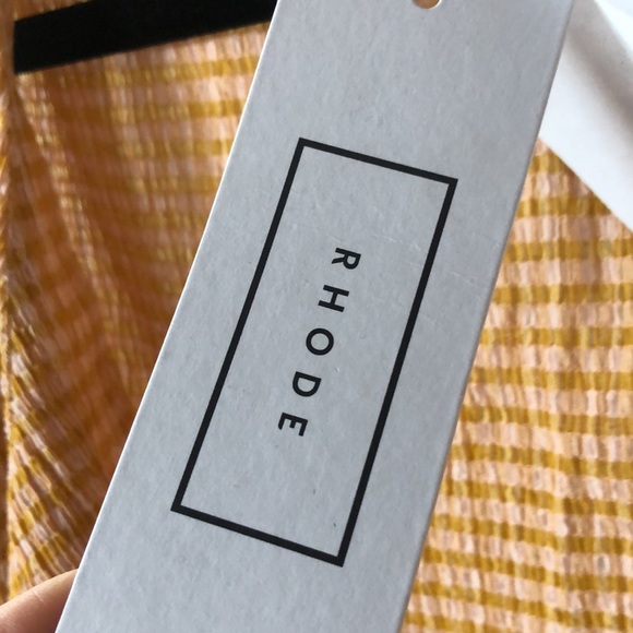 RHODE Ginny tie front  cut out plaid  women’s midi dress sunflower size 2 NWT - Picture 11 of 11